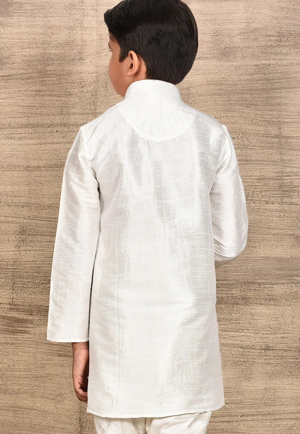 Solid Color Dupion Silk Kurta in Cream