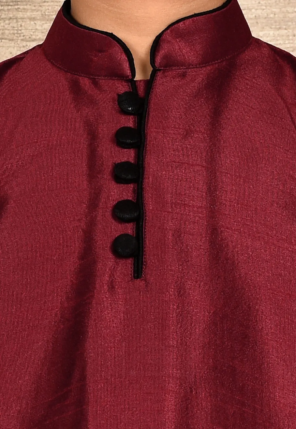 Solid Color Dupion Silk Kurta Set in Maroon