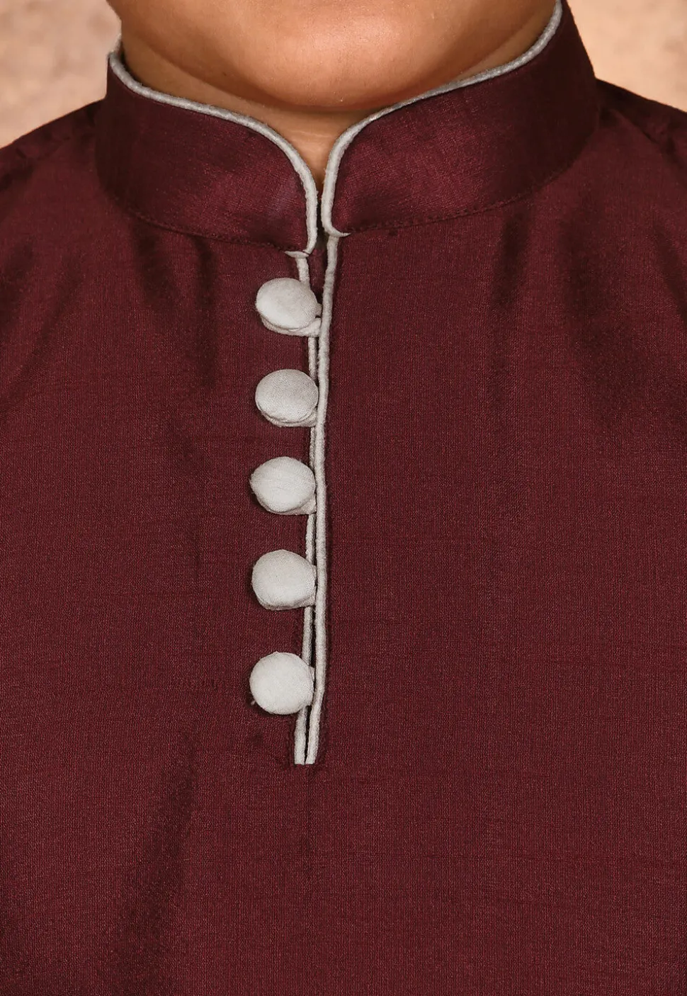 Solid Color Dupion Silk Kurta Set in Maroon