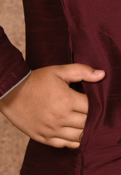 Solid Color Dupion Silk Kurta in Maroon