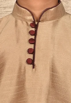 Solid Color Dupion Silk Kurta Set in Beige