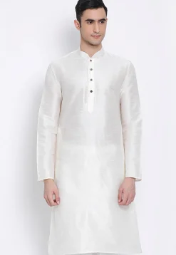Solid Color Dupion Silk Kurta in Off White