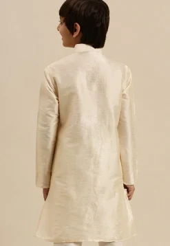 Solid Color Dupion Silk Kurta Pyjama Set in Cream