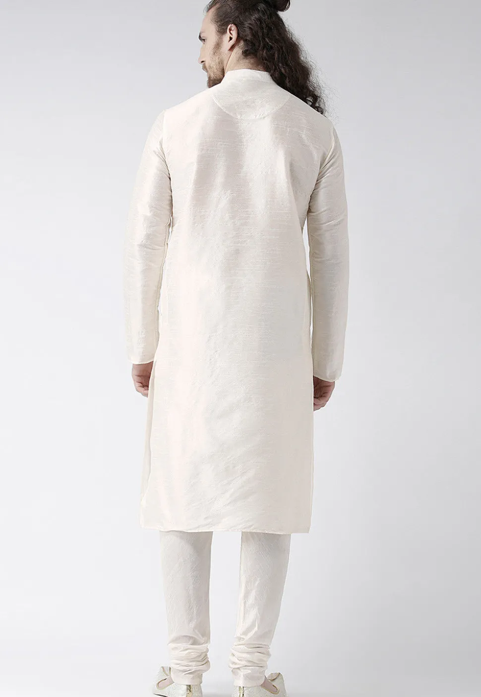 Solid Color Dupion Silk Kurta in Off White