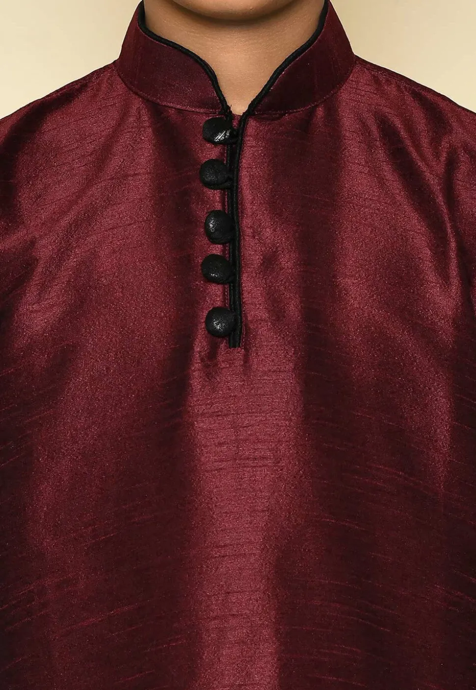 Solid Color Dupion Silk Kurta Set in Maroon