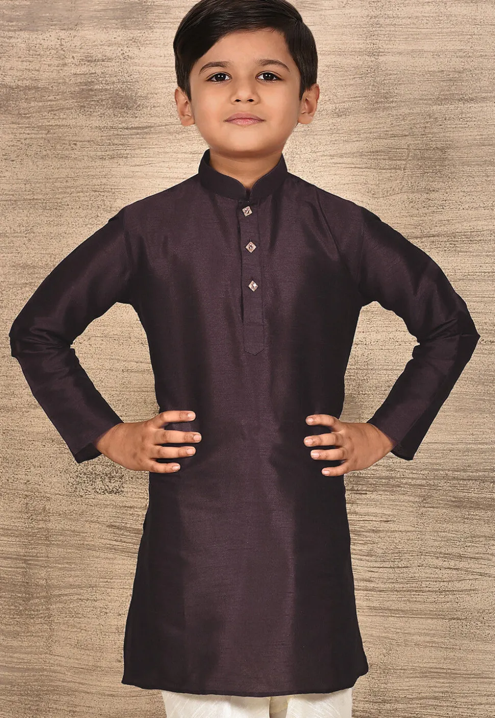 Solid Color Dupion Silk Kurta in Wine