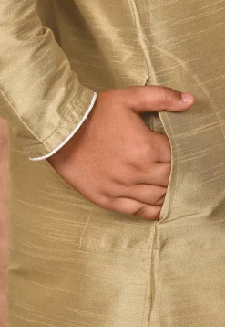 Solid Color Dupion Silk Kurta in Dark Beige