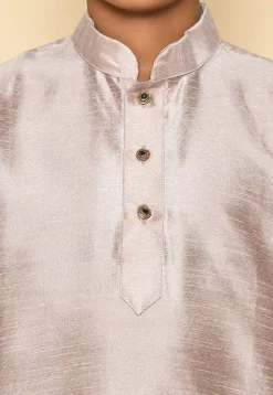 Solid Color Dupion Silk Kurta Set in Pastel Brown