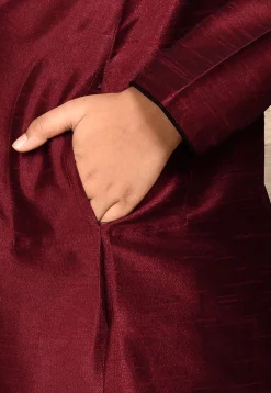 Solid Color Dupion Silk Kurta in Maroon