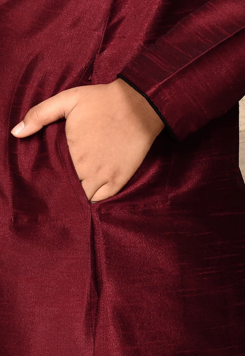 Solid Color Dupion Silk Kurta in Maroon