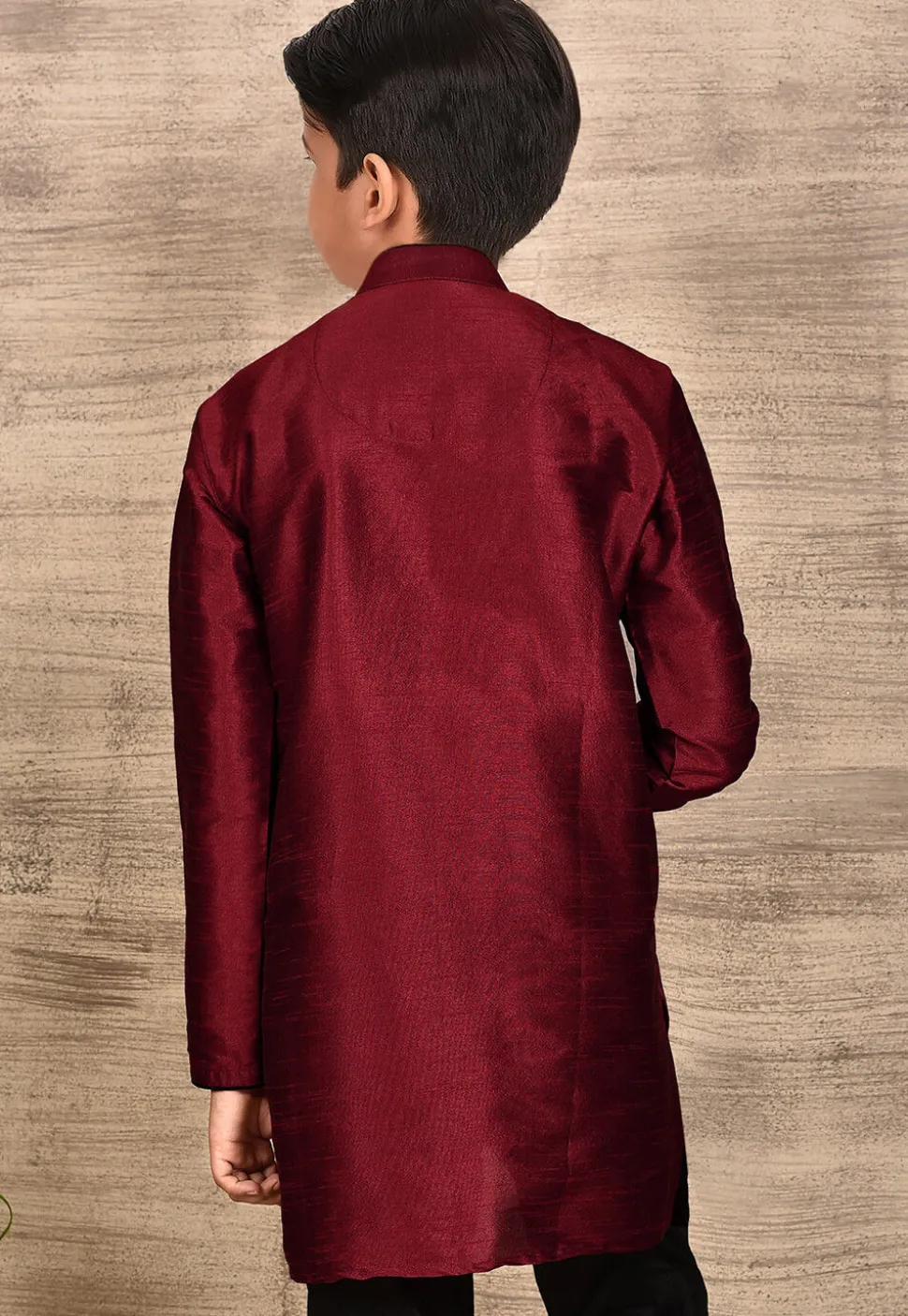 Solid Color Dupion Silk Kurta in Maroon