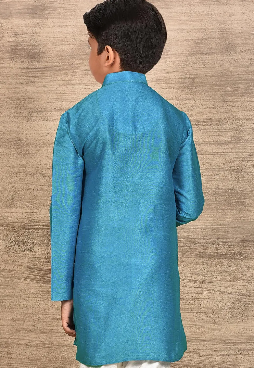 Solid Color Dupion Silk Kurta in Sky Blue