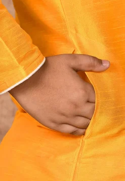 Solid Color Dupion Silk Kurta in Mustard