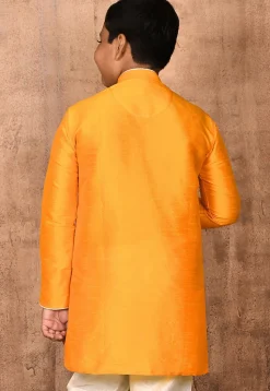 Solid Color Dupion Silk Kurta in Mustard