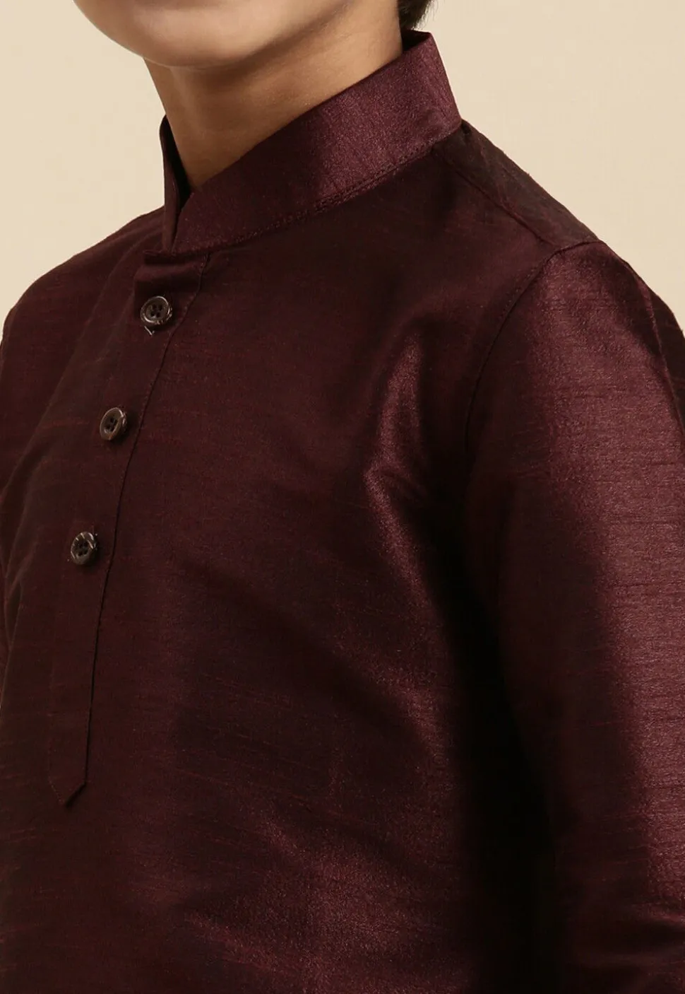 Solid Color Dupion Silk Kurta in Wine