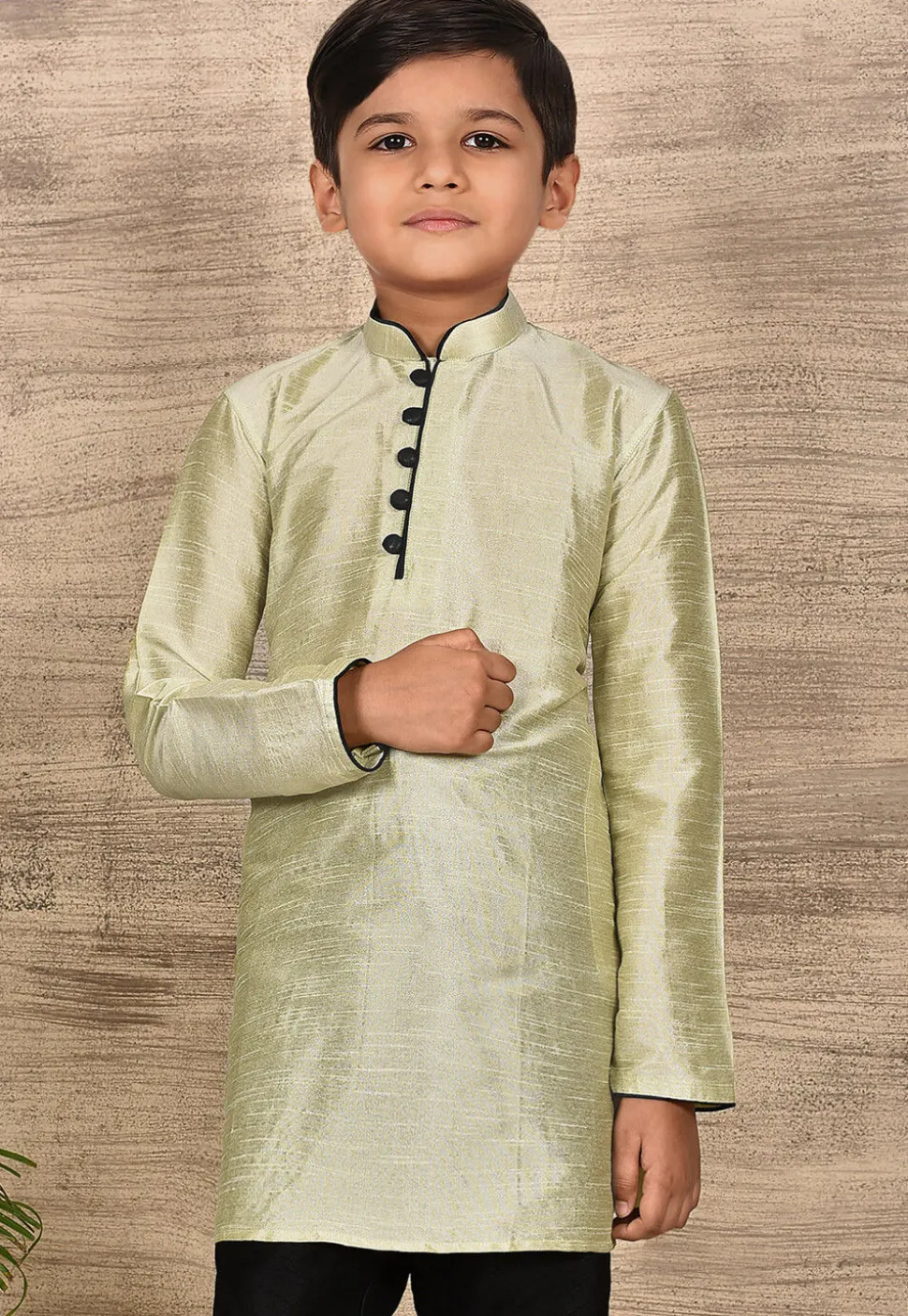 Solid Color Dupion Silk Kurta in Pastel Green
