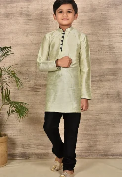 Solid Color Dupion Silk Kurta in Pastel Green