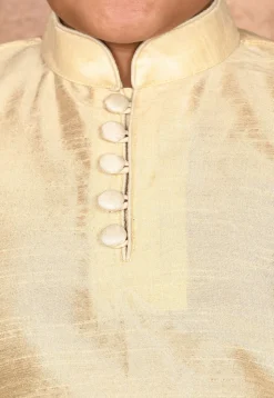 Solid Color Dupion Silk Kurta Set in Light Beige