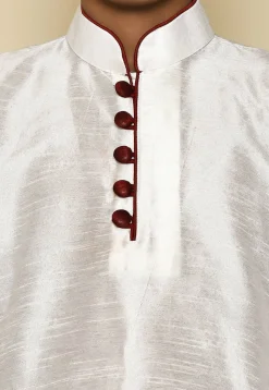 Solid Color Dupion Silk Kurta Set in Cream