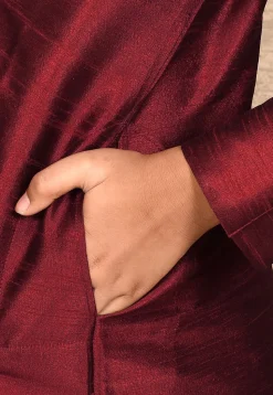 Solid Color Dupion Silk Kurta in Maroon