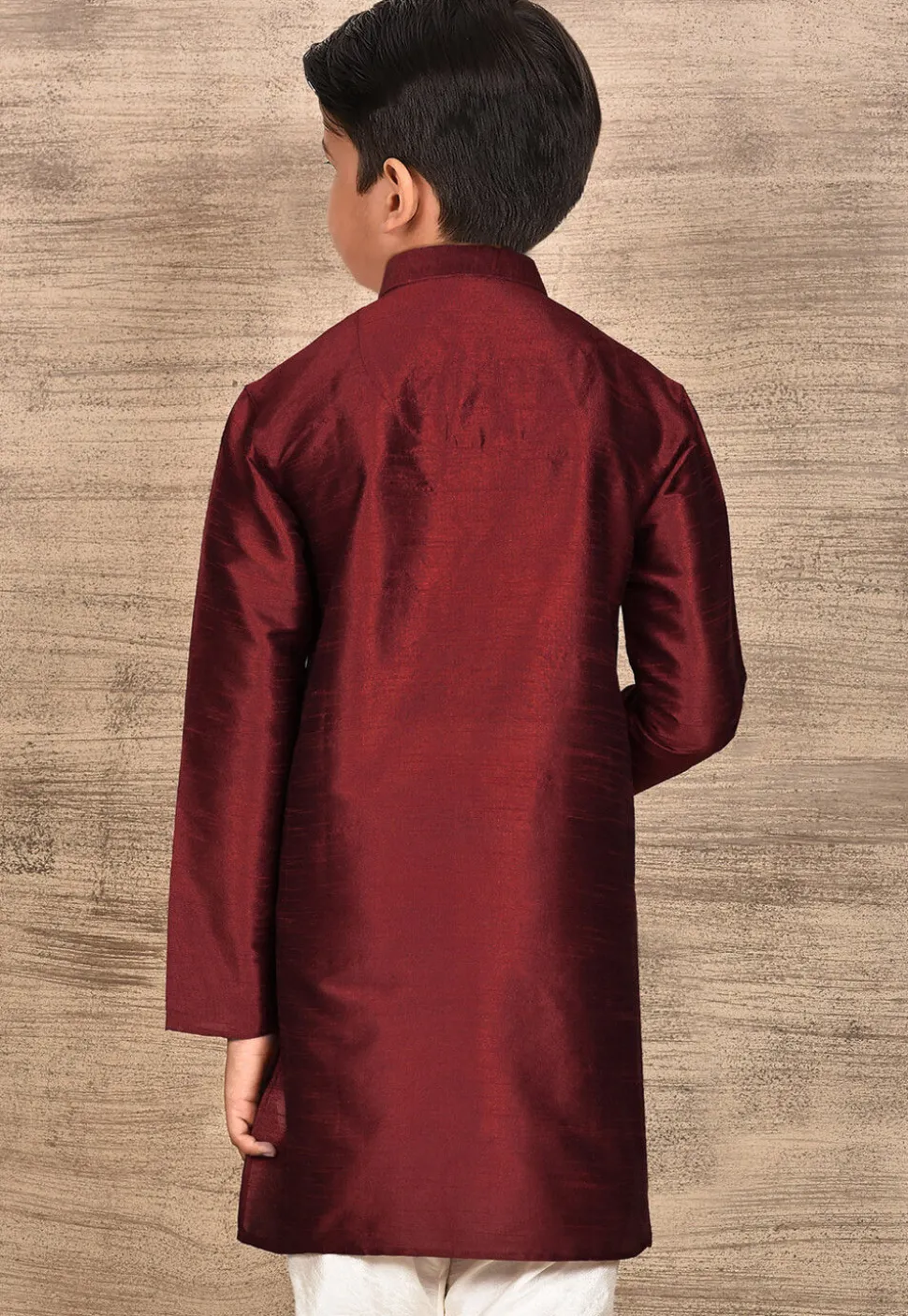 Solid Color Dupion Silk Kurta in Maroon