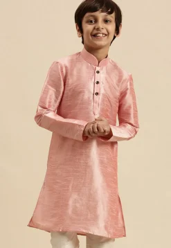 Solid Color Dupion Silk Kurta in Light Pink