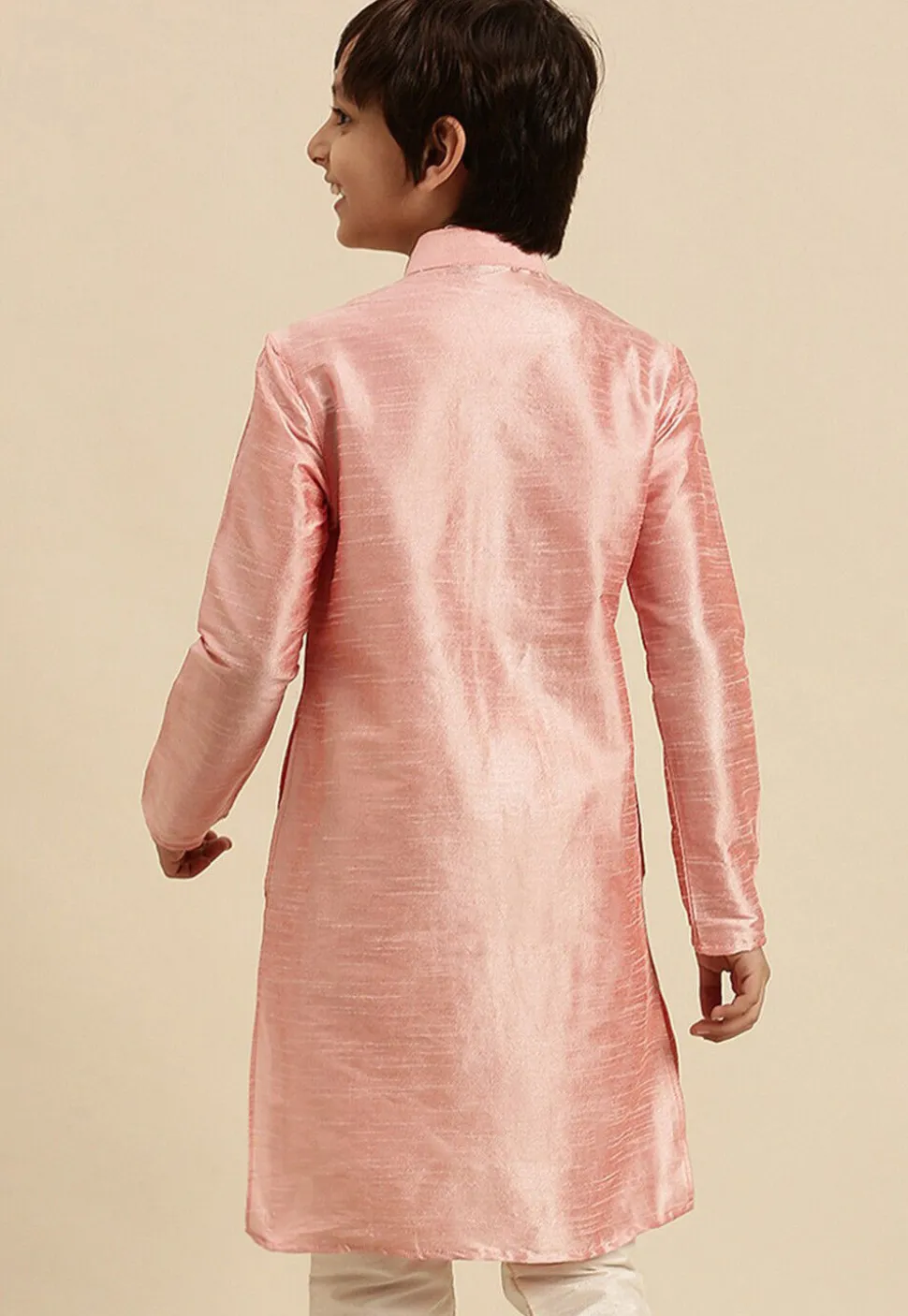Solid Color Dupion Silk Kurta in Light Pink