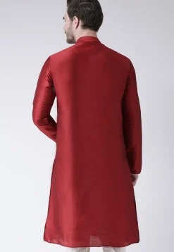 Solid Color Dupion Silk Kurta in Maroon