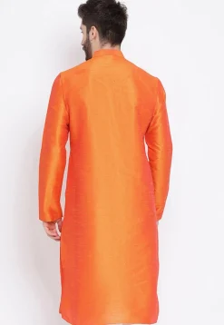Solid Color Dupion Silk Kurta in Orange
