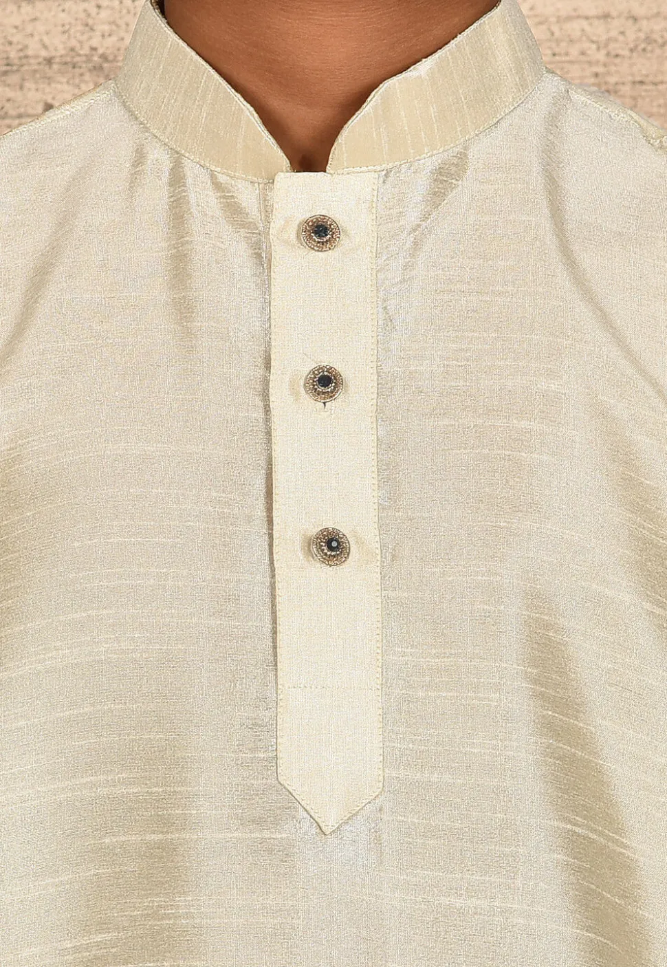 Solid Color Dupion Silk Kurta in Light Beige