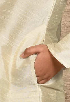 Solid Color Dupion Silk Kurta in Light Beige