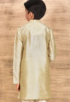 Solid Color Dupion Silk Kurta in Light Beige