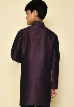 Solid Color Dupion Silk Kurta in Wine