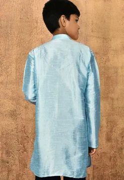 Solid Color Dupion Silk Kurta in Light Blue