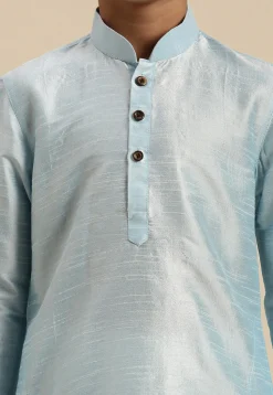 Solid Color Dupion Silk Kurta in Sky Blue