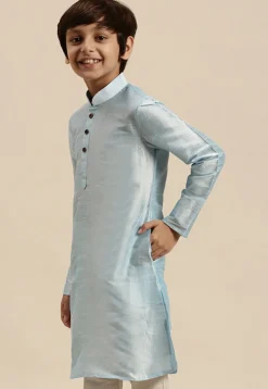 Solid Color Dupion Silk Kurta in Sky Blue