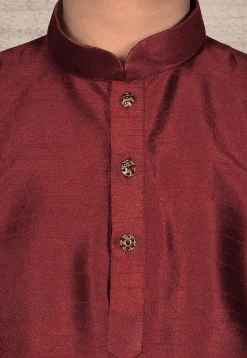 Solid Color Dupion Silk Kurta Set in Maroon