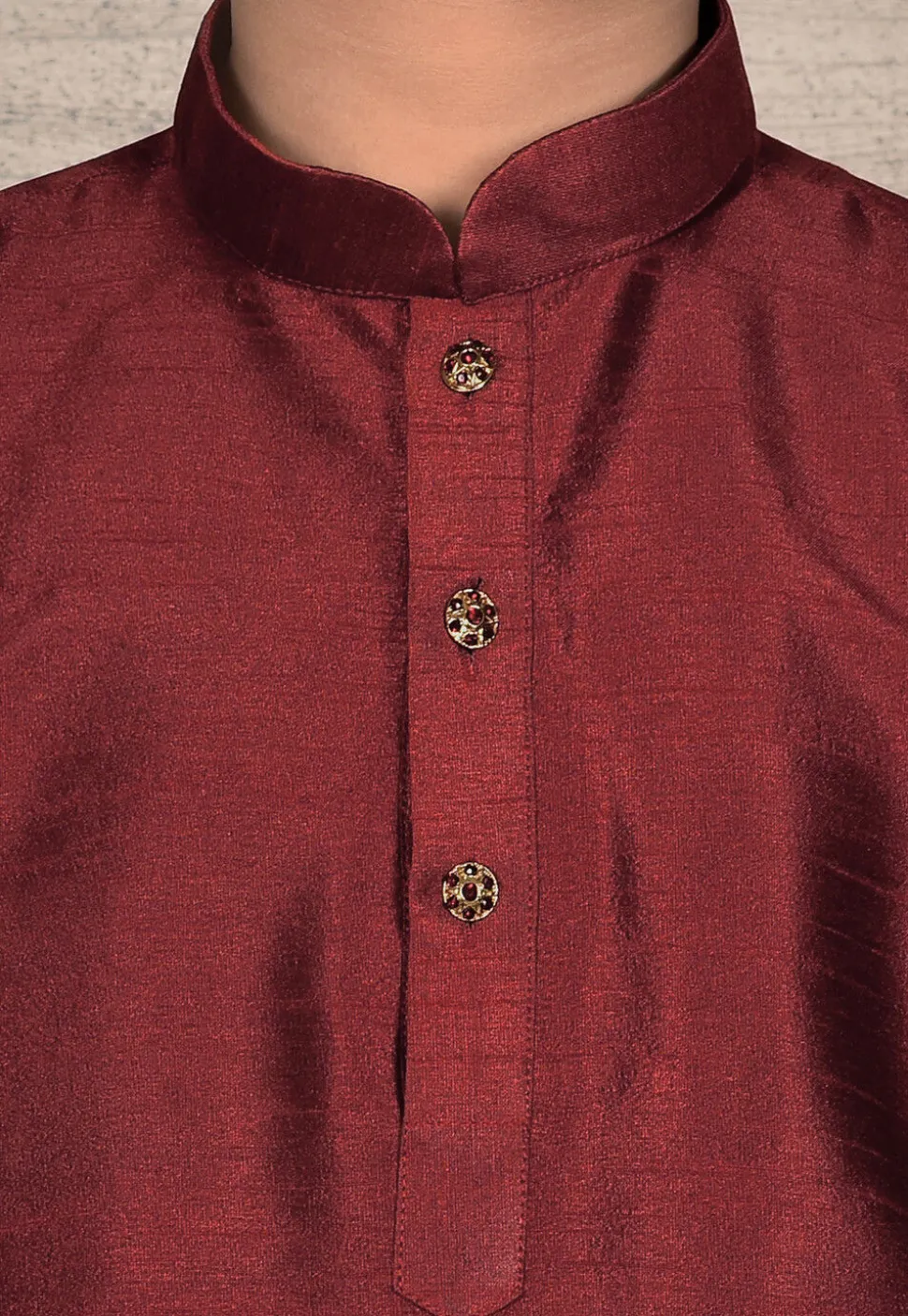 Solid Color Dupion Silk Kurta Set in Maroon
