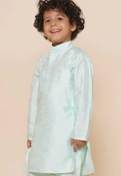 Solid Color Dupion Silk Kurta in Pastel Green