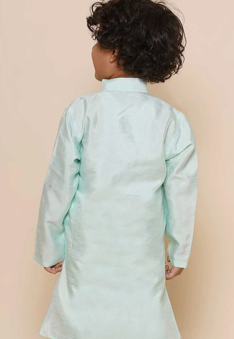 Solid Color Dupion Silk Kurta in Pastel Green