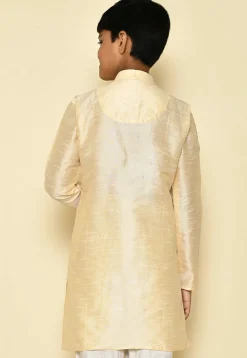 Solid Color Dupion Silk Kurta in Light Beige