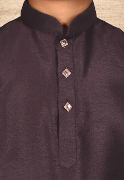 Solid Color Dupion Silk Kurta Set in Wine