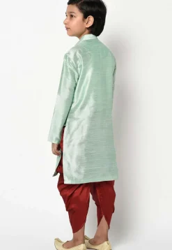 Solid Color Dupion Silk Kurta Set in Pastel Green