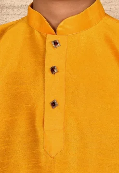 Solid Color Dupion Silk Kurta Set in Mustard