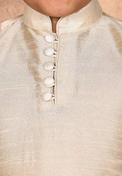 Solid Color Dupion Silk Kurta in Light Beige