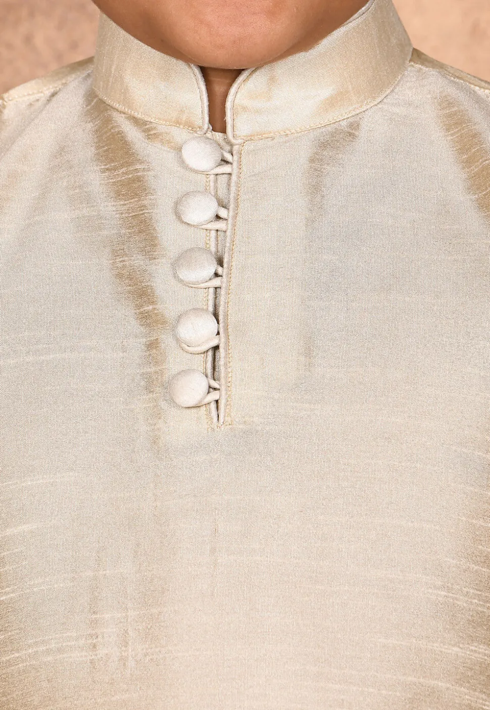 Solid Color Dupion Silk Kurta in Light Beige