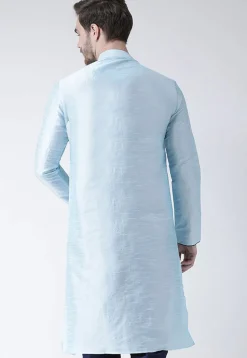 Solid Color Dupion Silk Kurta in Light Blue