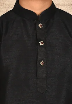Solid Color Dupion Silk Kurta in Black