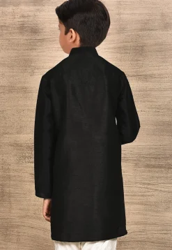 Solid Color Dupion Silk Kurta in Black