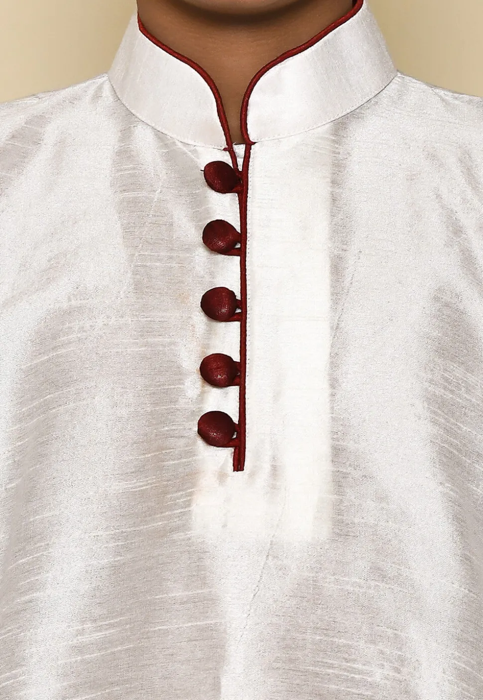 Solid Color Dupion Silk Kurta in White